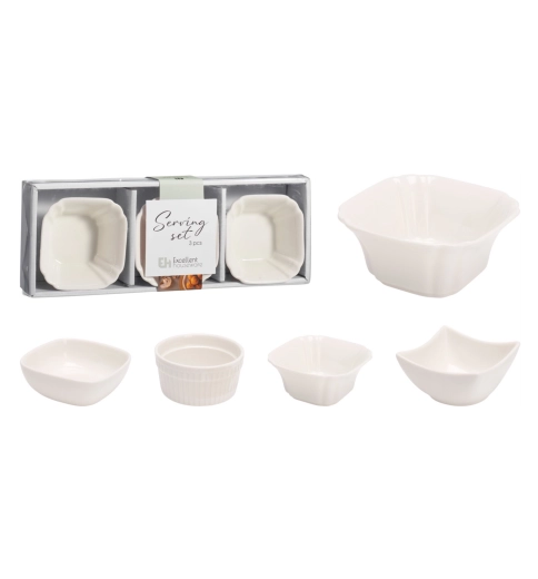 Set de boluri din porțelan 10 cm EXCELLENT HOUSEWARE, alb, 3 buc