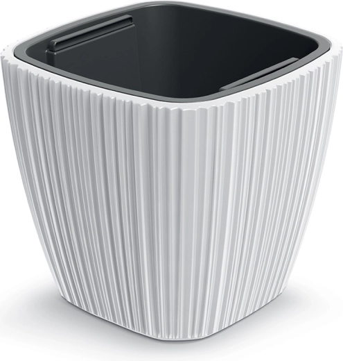 Ghiveci ORO 39 cm alb – ghiveci modern din plastic cu inserție