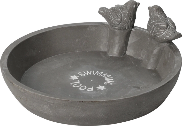 Adăpătoare și bazin pentru păsări din ceramică MgO, gri, 23,5 cm