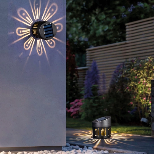Lampă decorativă solară pentru perete sau pentru așezare, alb cald