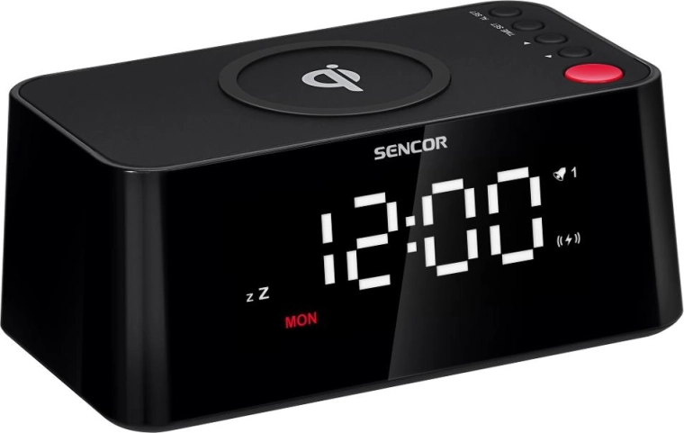 Ceas deșteptător digital Sencor cu încărcare wireless Qi