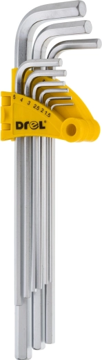Set de chei imbus 1,5–10 mm, 9 piese, lungi DREL