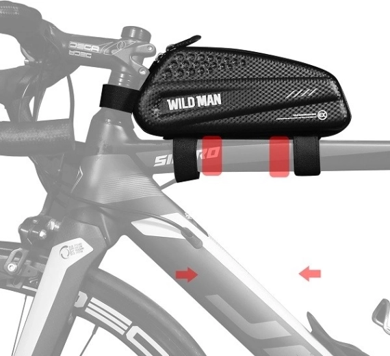 Geantă de cadru pentru bicicletă WildMan EX 1 l cu suport pentru telefon, neagră