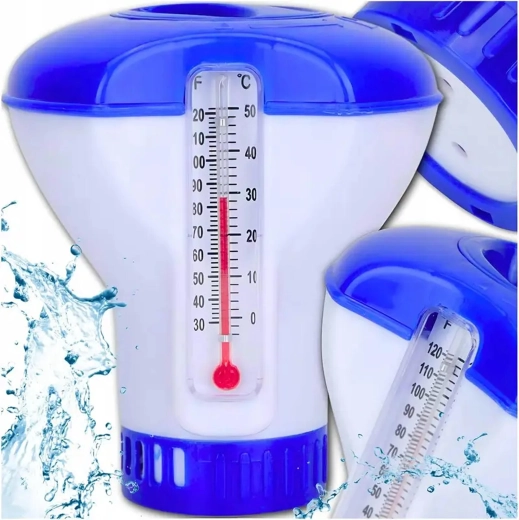 Dozator plutitor pentru chimicale de piscină cu termometru 2-în-1