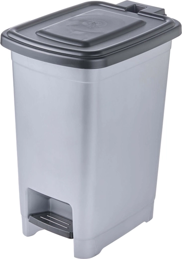 Coș de gunoi cu pedală, argintiu deschis, 21 × 28 × 35 cm