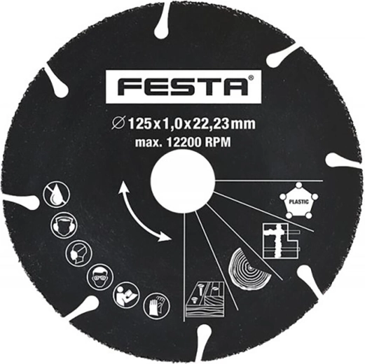 Disc de tăiere universal 125 × 1,0 × 22,2 mm, cu carbură FESTA