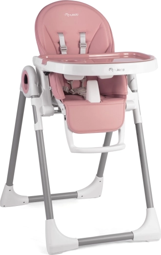 Scaun de masă roz pentru copii NUKIDO Belo 3‑în‑1 cu reglaj și tavă
