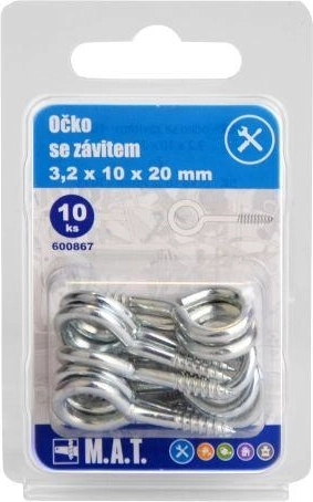 Ochi închis cu filet 20 × 10 × 3,2 mm, zincat (10 buc)