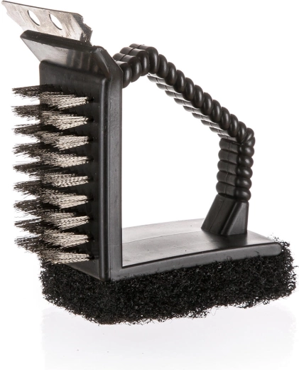 perie pentru curățarea grătarului 3 în 1 cu mâner din plastic