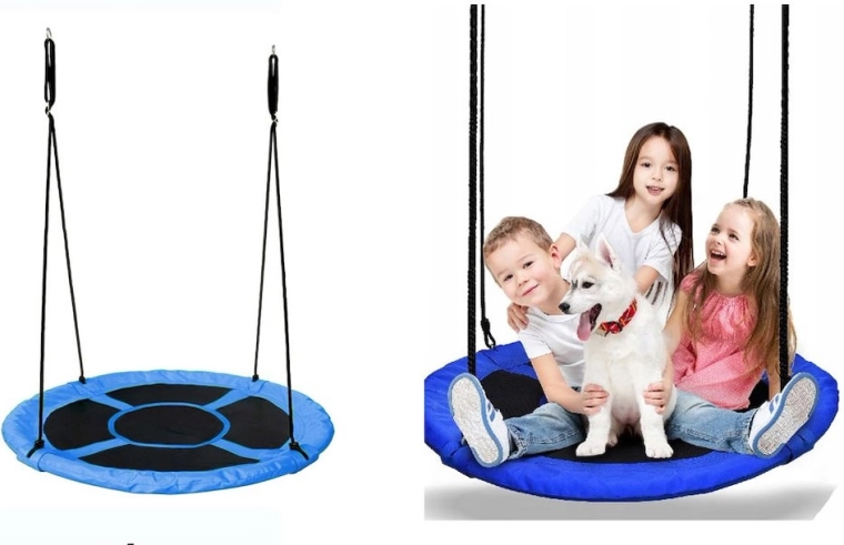 Leagăn tip cerc pliabil albastru-negru 102 cm