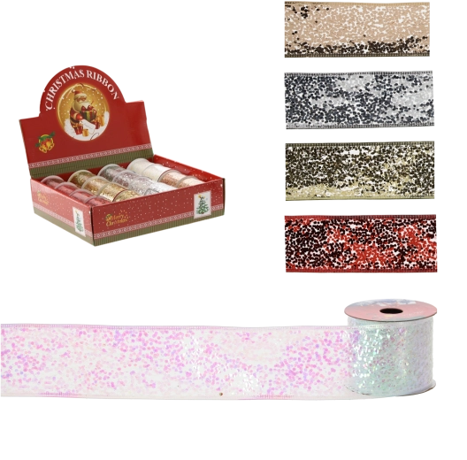 Panglică decorativă de Crăciun 6,3 × 270 cm – mix de culori