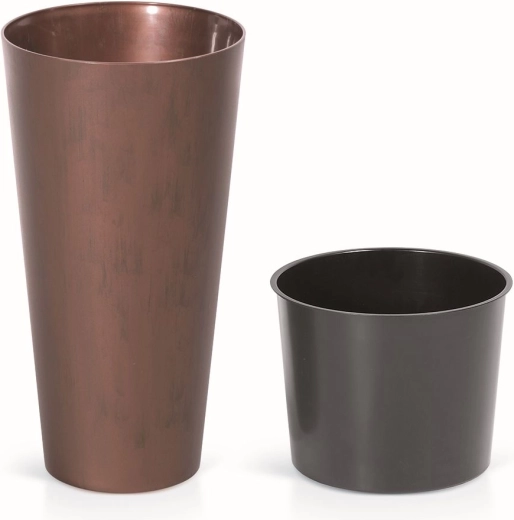 Ghiveci Tubus Slim Corten cu inserție 40 cm – oțel patinat