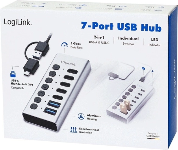 Conectivitate universală: USB‑A și USB‑C într-un singur cablu