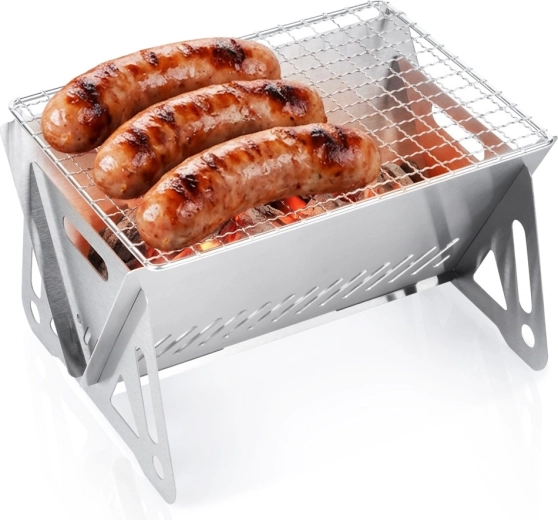 Grătar pliabil din inox pentru cărbune Vilde 21 × 16,5 × 12,5 cm