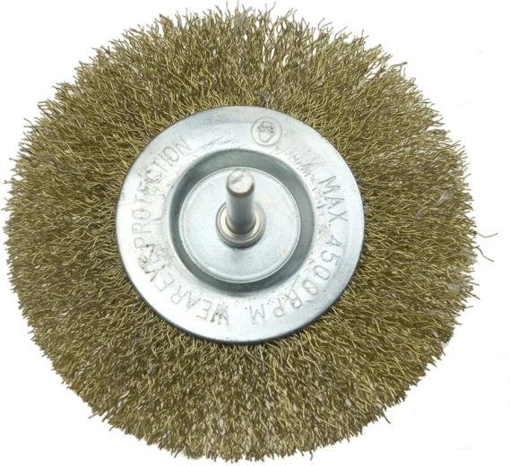 Perie circulară cu coadă 80 mm, sârmă de oțel ondulată 0,3 mm