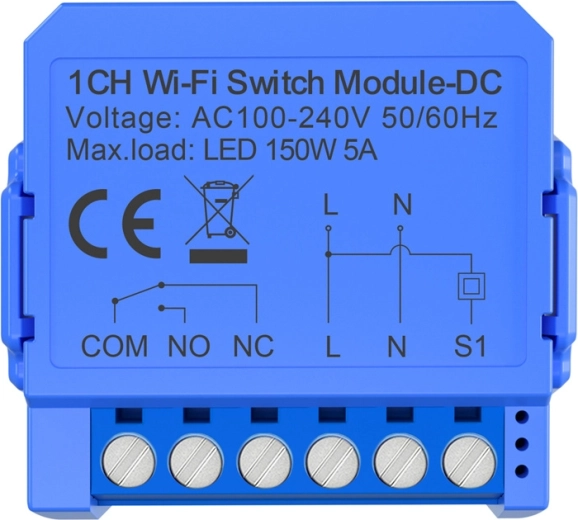 Modul de comutare inteligent wi‑fi cu un canal, cu contact DC fără potențial avatto wsm16-dc-1