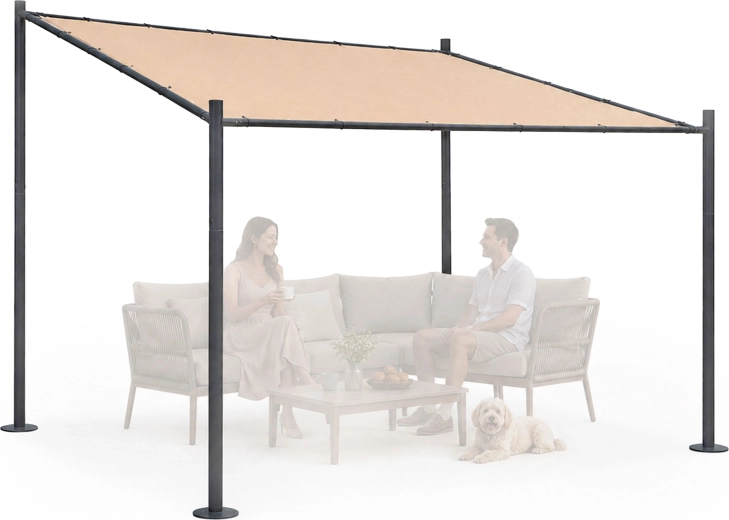 Pergolă de grădină MultiGarden 3 × 3 m cu structură din oțel, bej