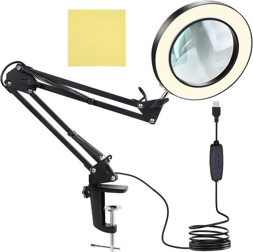 Lampă de birou cu lupă și iluminare LED IZOXIS – negru