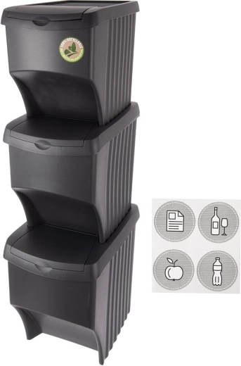Coș pentru colectare selectivă UH 3×22 l negru