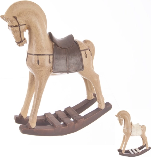 Căluț balansoar din poliresină, culoare maro – figurină decorativă