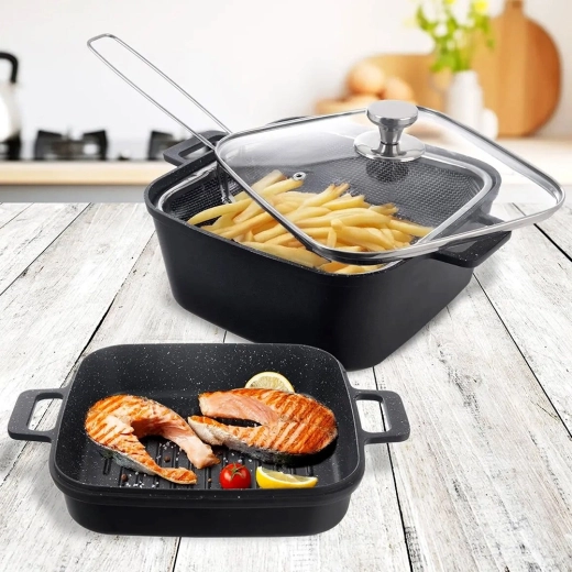 Utilizare versatilă: prăjire, grătar și coacere