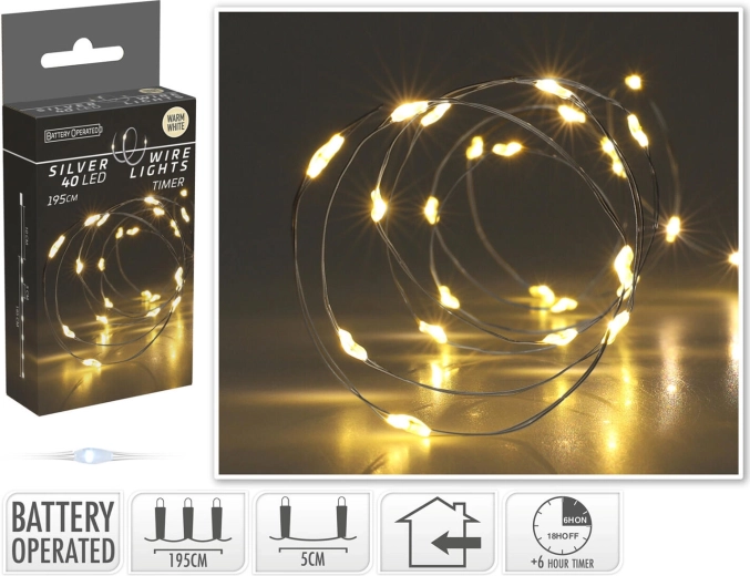 Ghirlandă LED de Crăciun 1,95 m, alb cald, pe sârmă