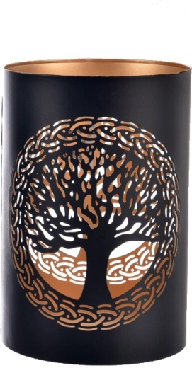 Sfeșnic metalic TREE negru-auriu 18 cm