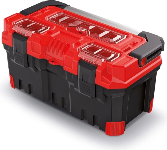 Cutie pentru scule cu mâner metalic TITAN PLUS, 496 × 258 × 240 mm, roșie