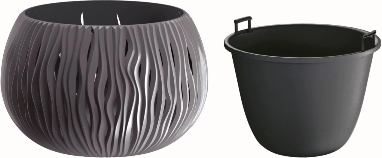 Ghiveci Sandy Bowl cu inserție 23,8 cm antracit