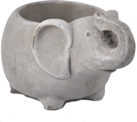Ghiveci decorativ din beton în formă de elefant, gri, 19 × 12 × 12 cm