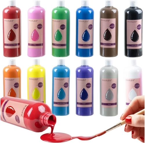 Culori de afiș Maaleo 12×500 ml – set mare pentru școală și atelier
