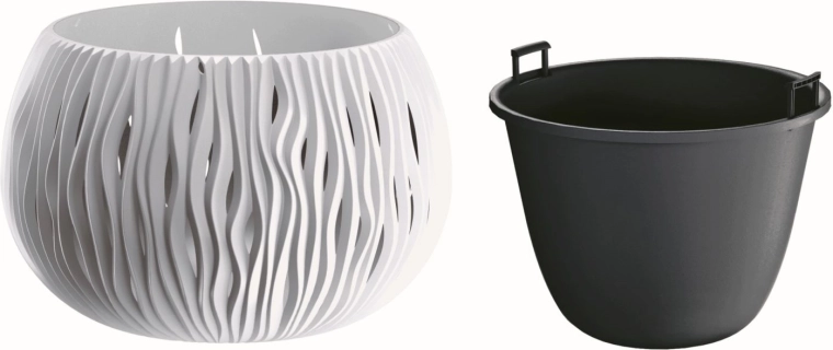 Ghiveci Sandy Bowl cu inserție 29 cm alb