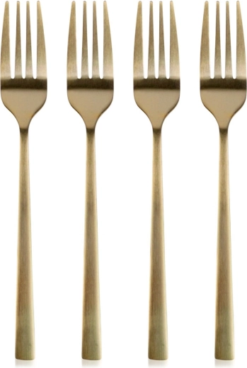 Set de 4 furculițe de desert aurii din oțel inoxidabil