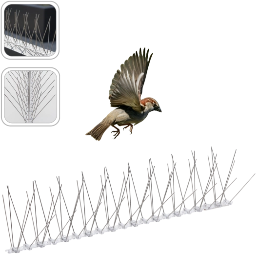 Țepi flexibili anti-păsări 50 cm, 60 de țepi