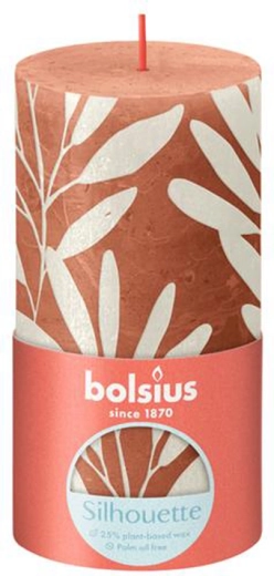 Lumânare rustică coral și salvie 130 × 68 mm