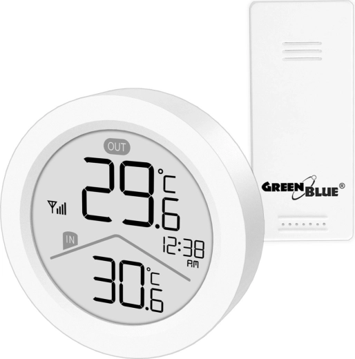 Stație meteo wireless cu termometru IN/OUT și ceas GREENBLUE