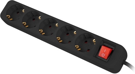 Prelungitor cu protecție la supratensiune, 5 prize, 3 m, negru