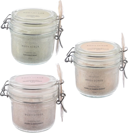 Peeling corporal în borcan de sticlă 250 g (mix 3 variante)