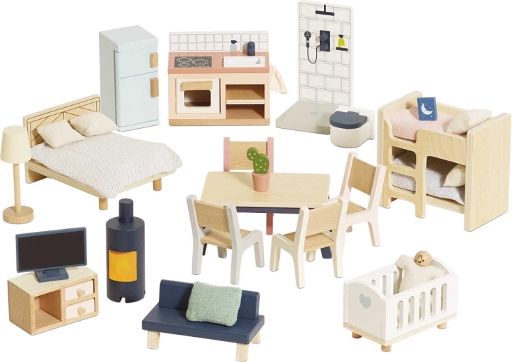 Set mare de mobilier din lemn pentru casă de păpuși Le Toy Van