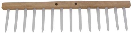 Greblă de grădină din lemn cu 14 dinți, 48 cm, fără coadă