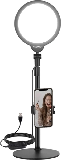Neewer R06 set pentru selfie cu lumină LED circulară de 18 cm și suport pentru telefon