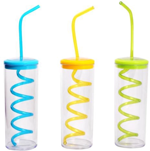 Pahar din plastic cu pai TORO 300 ml