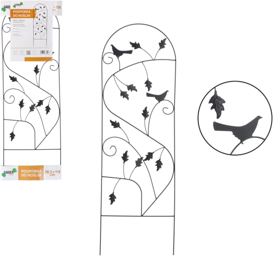 Suport metalic de grădină pentru plante cățărătoare 38,5 × 118 cm – negru