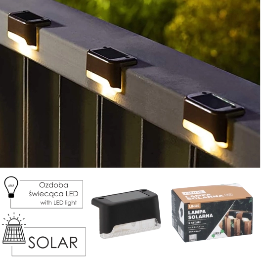 Set de 4 lămpi LED solare LINUS, alb cald, 8 × 4,5 × 4,5 cm