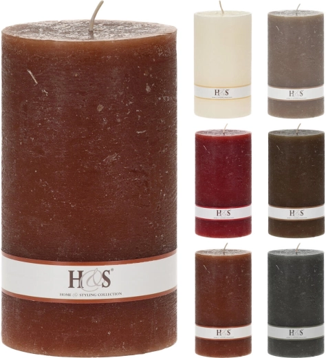 Lumânare rustică tip stâlp 9 × 15 cm – mix de culori