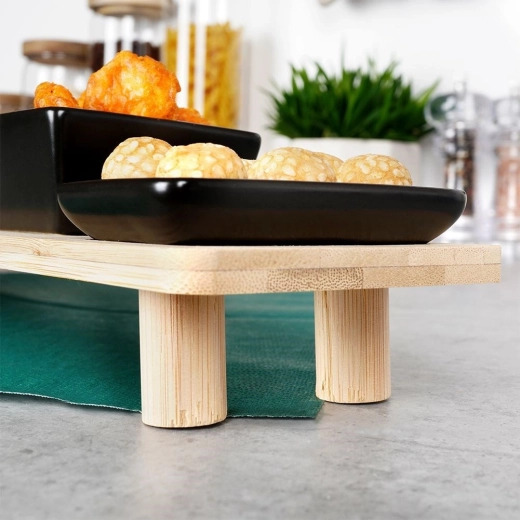 Tavă din bambus stabilă, pe picioare