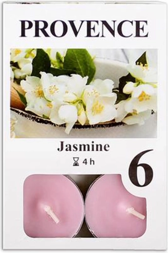Lumânări parfumate tip pastilă Provence cu iasomie, 6 buc.