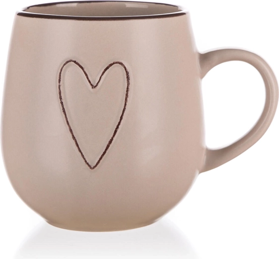 Cană din ceramică Heart 500 ml bej