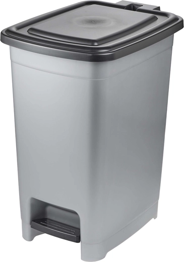 Coș de gunoi cu pedală, argintiu deschis, 32 × 42 × 53 cm