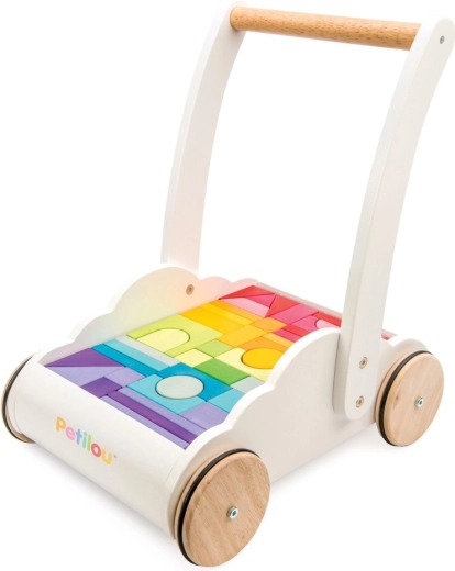 Premergător din lemn Rainbow Cloud cu cuburi Le Toy Van